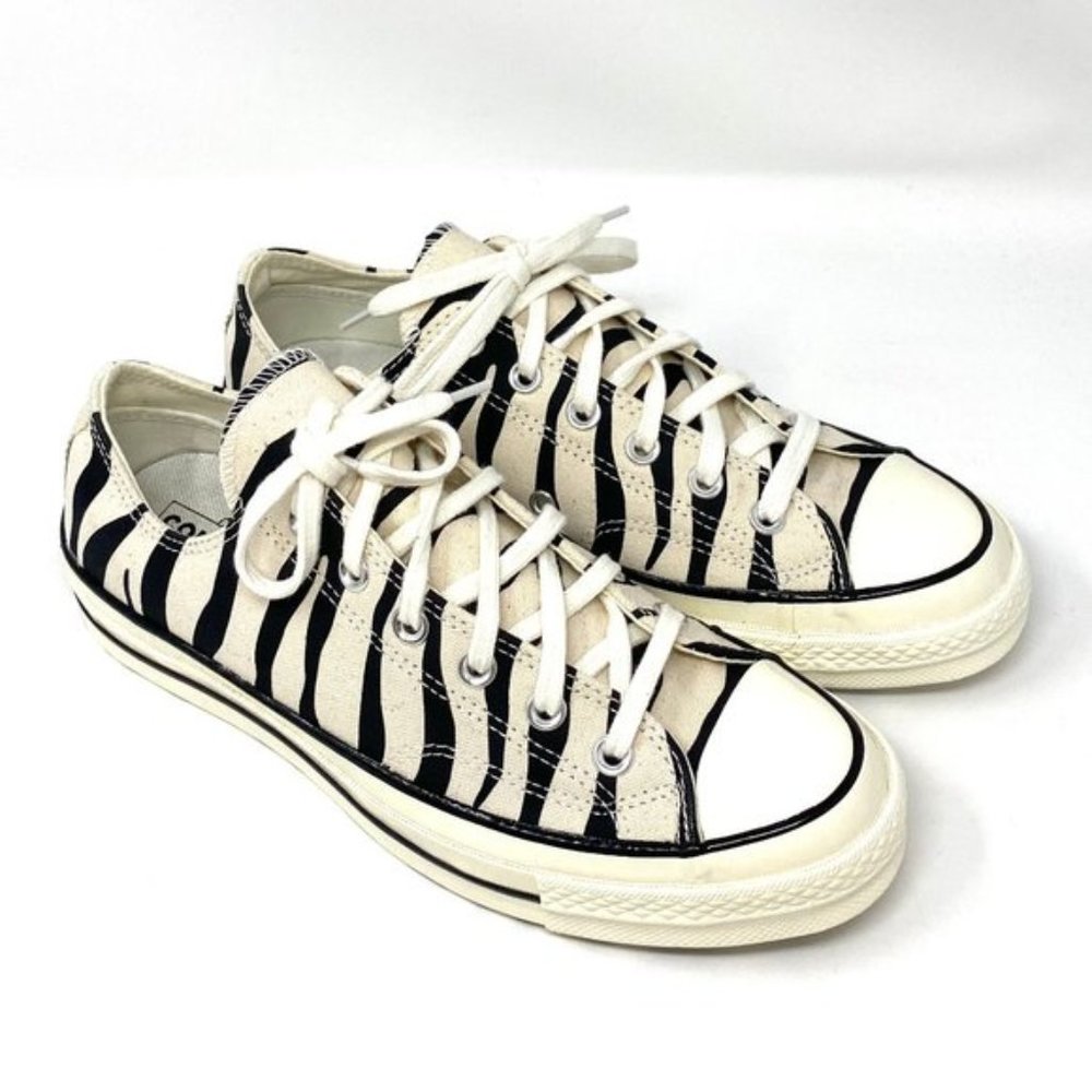 Converse Chuck 70 Low Black Zebra Stripes Black Beige Shoes Men's Size 167811C